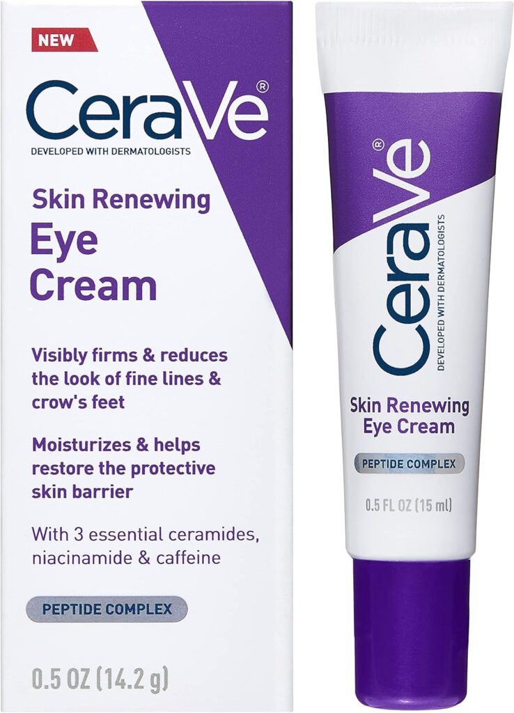CeraVe Eye Cream for Wrinkles | Under Eye Cream with Caffeine, Peptides, Hyaluronic Acid, Niacinamide, and Ceramides for Fine Lines | Fragrance Free Ophthalmologist Tested |0.5 Ounces