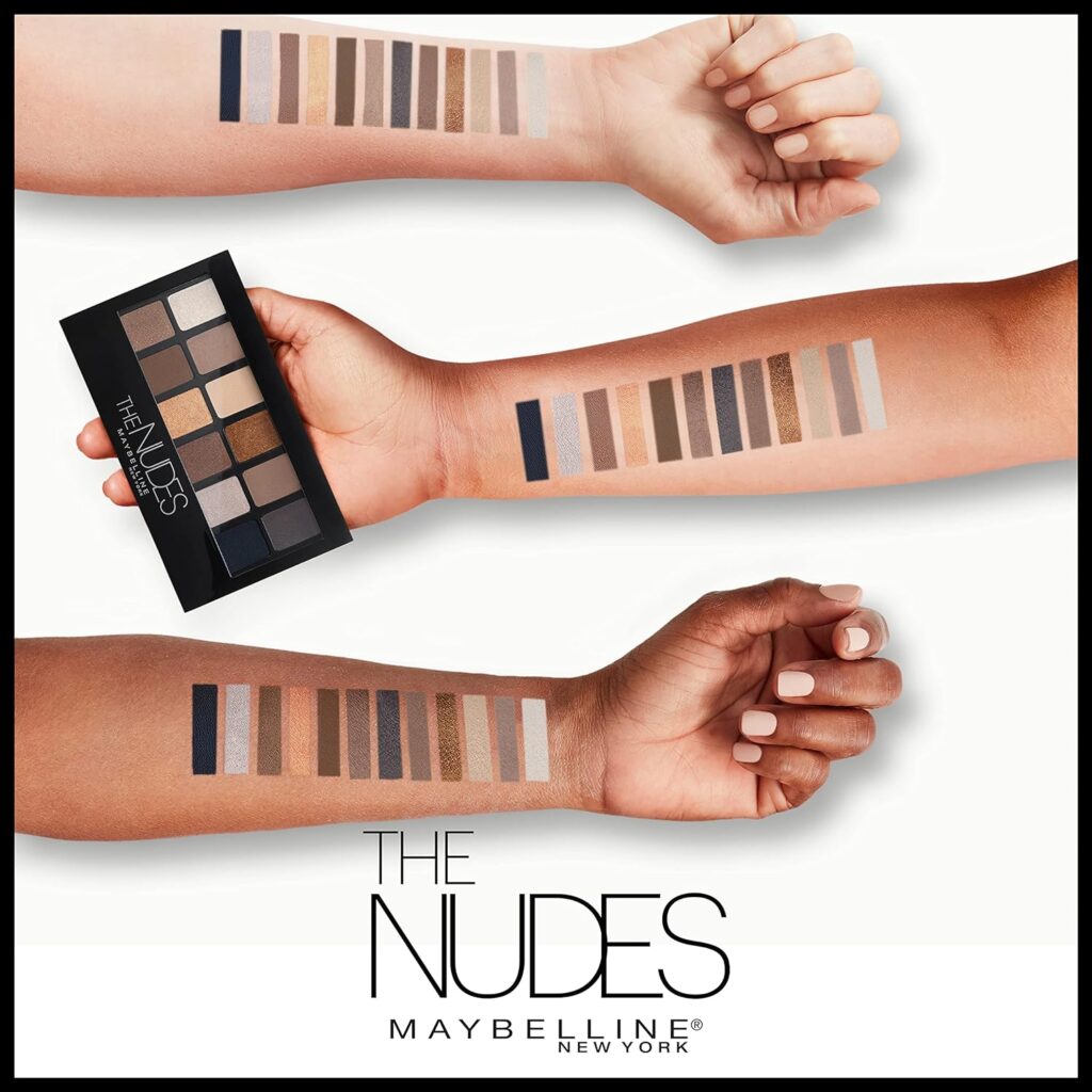 Maybelline The Nudes Eyeshadow Palette Makeup, 12 Pigmented Matte Shimmer Shades, Blendable Powder, 1 Count