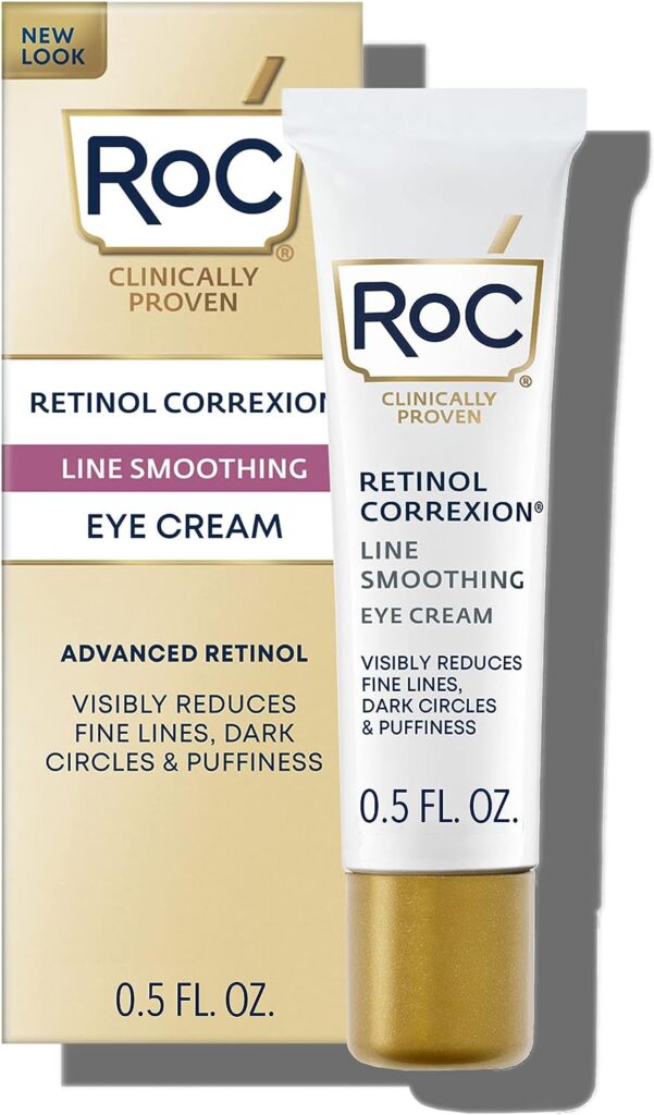 RoC Retinol Correxion Under Eye Cream for Dark Circles Puffiness, Daily Wrinkle Cream, Anti Aging Line Smoothing Skin Care Treatment, Christmas Gifts Stocking Stuffers, 0.5 oz (Packaging May Vary)