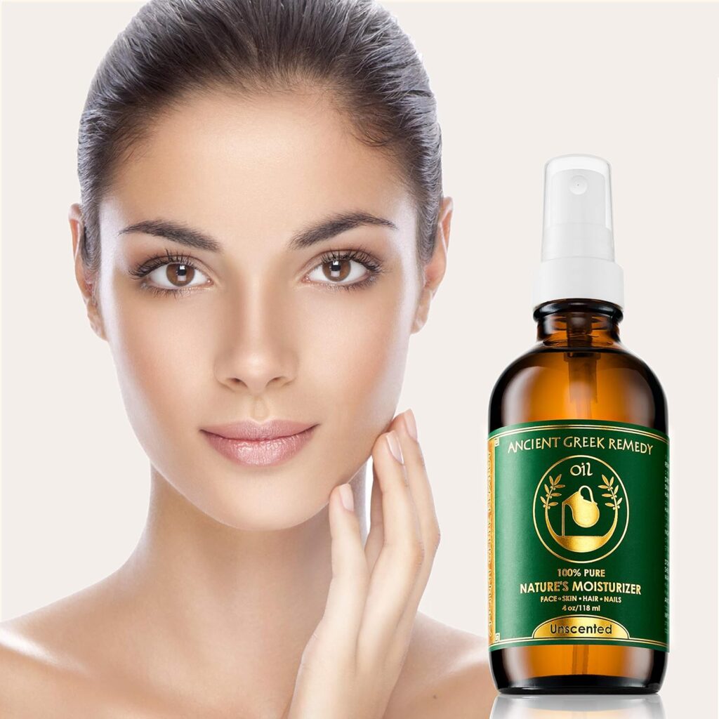 Unscented Organic Face and Body Oil made of Olive, Almond, Jojoba, Grapeseed, Sunflower, and vitamin E oil for Sensitive Dry Skin, Hair, Nails. Anti Aging Moisturizer for Women, Men