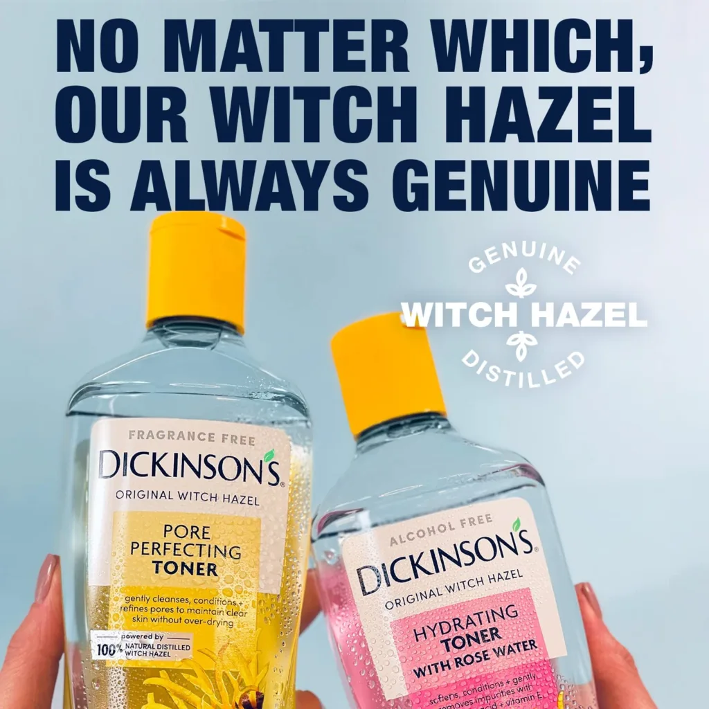 Dickinsons Enhanced Witch Hazel Hydrating Toner with Rosewater, Alcohol Free, 98% Natural Formula, 16 Fl Oz (Pack of 1)
