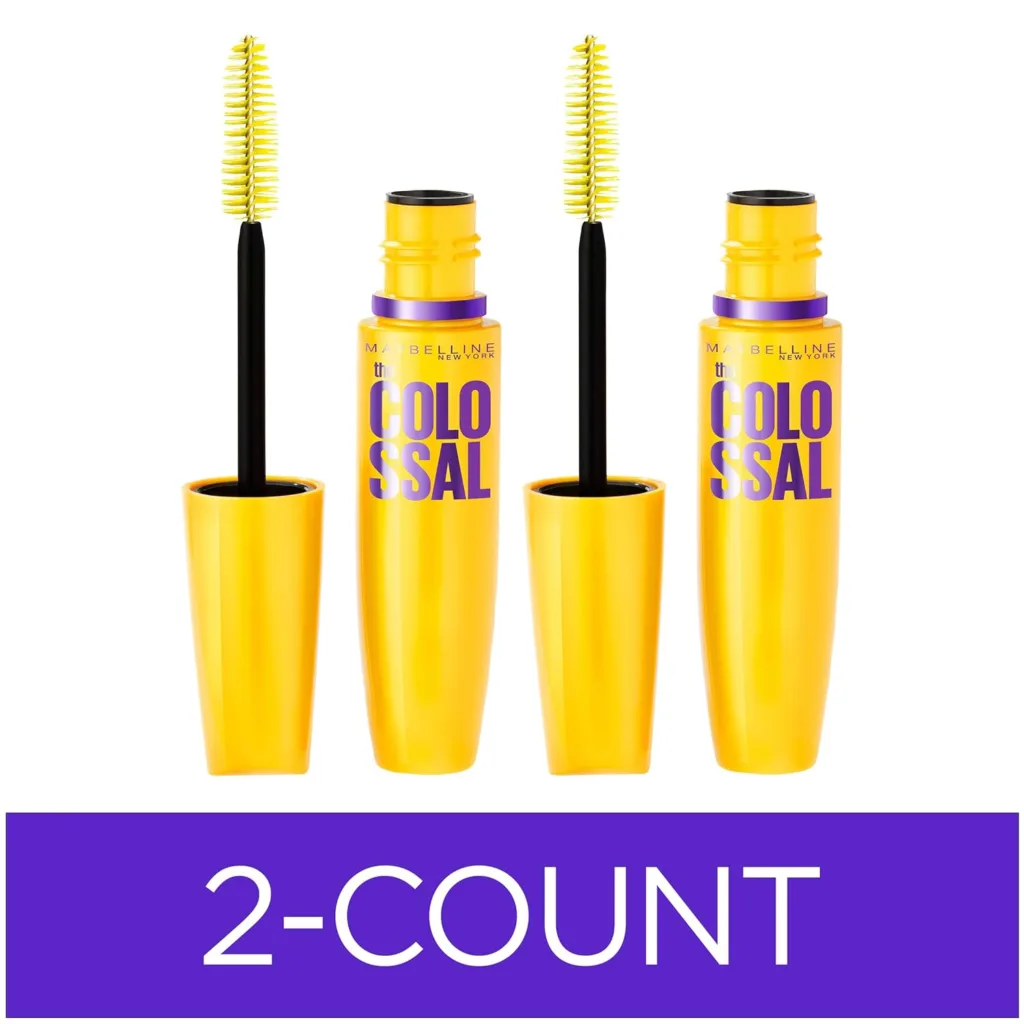 Maybelline Volum Express Colossal Washable Mascara Makeup, Volumizing, Glam Black, 1 Count