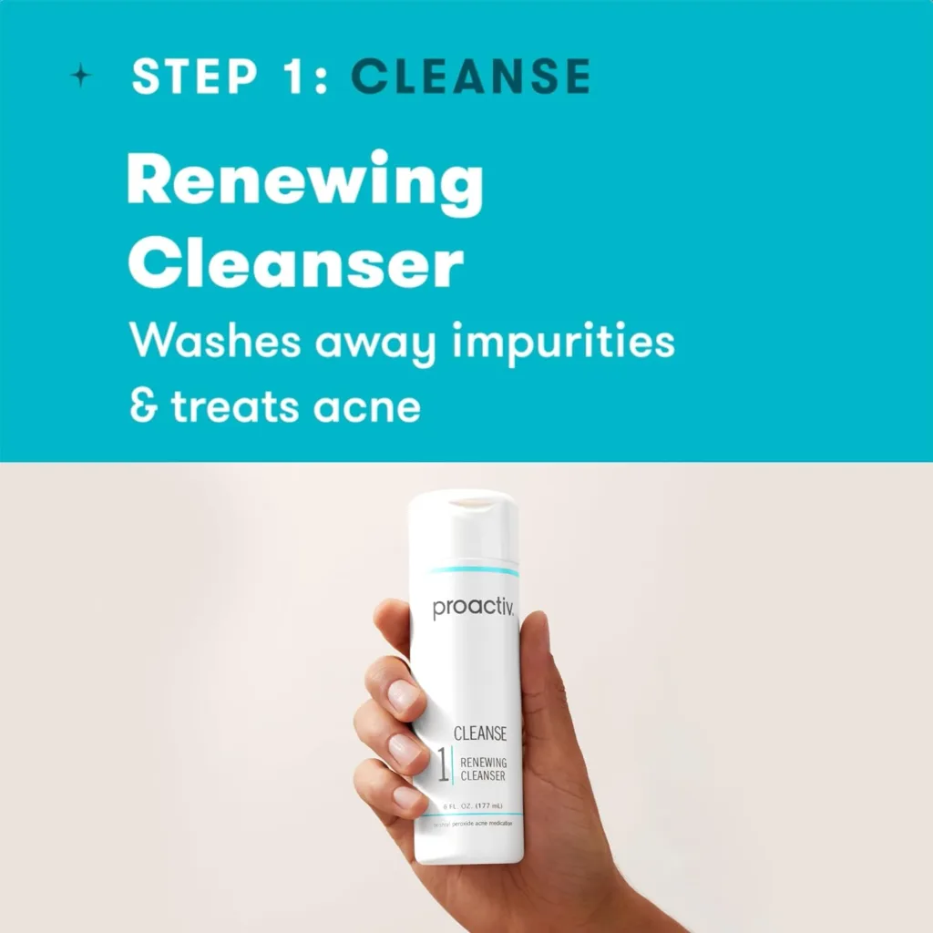 Proactiv 3 Step Acne Treatment - Benzoyl Peroxide Face Wash, Repairing Acne Spot Treatment for Face and Body, Exfoliating Toner - 30 Day Complete Acne Skin Care Kit