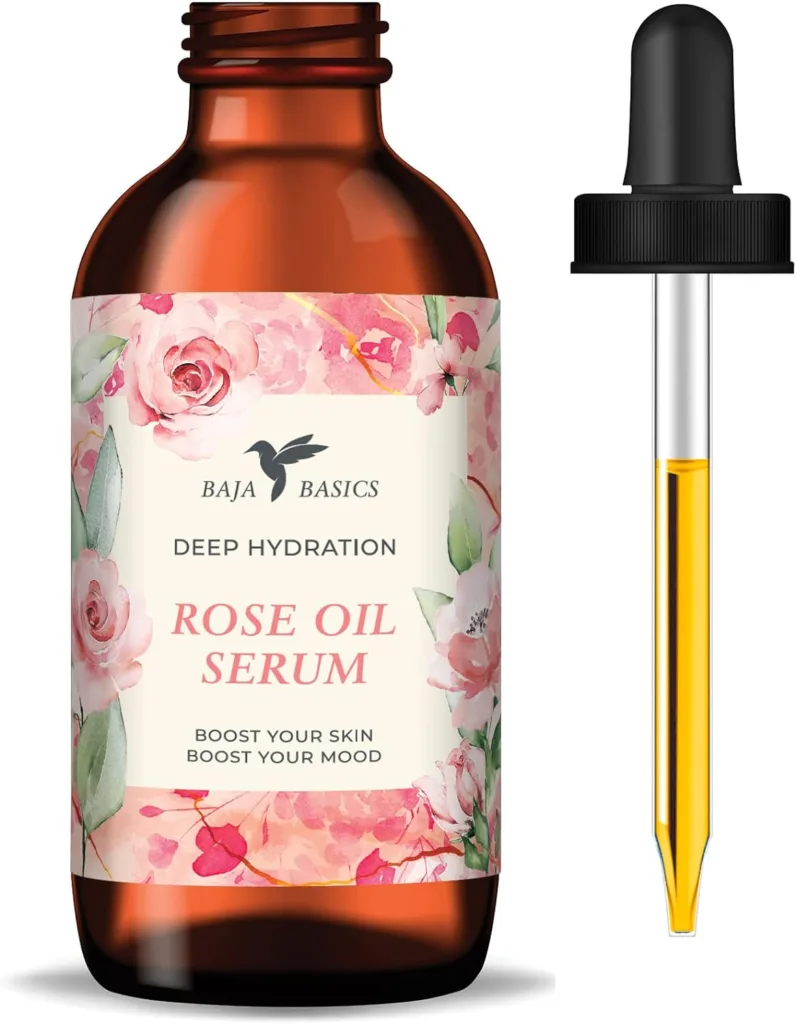 Baja Basics Rose Oil for Face, Rose Essential Oil, Face Serum and Rose Oil for Skin, Hair and Nails, Unrefined Moisturizer, Hydrating All Natural Skincare Product 1 oz