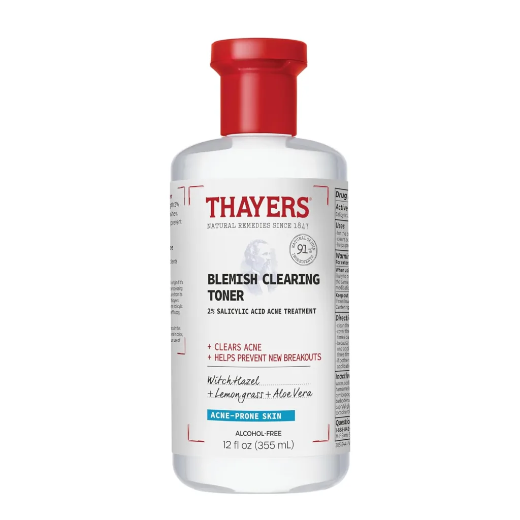Thayers Blemish Clearing Salicylic Acid Toner, Acne Treatment Face Toner with 2% Salicylic Acid, Soothing and Non-Stripping Skin Care, 12 Fl Oz
