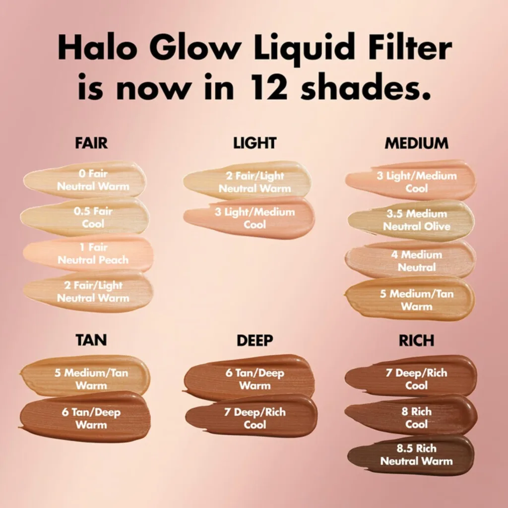 e.l.f. Halo Glow Liquid Filter, Complexion Booster For A Glowing, Soft-Focus Look, Infused With Hyaluronic Acid, Vegan  Cruelty-Free, 3 Light/Medium