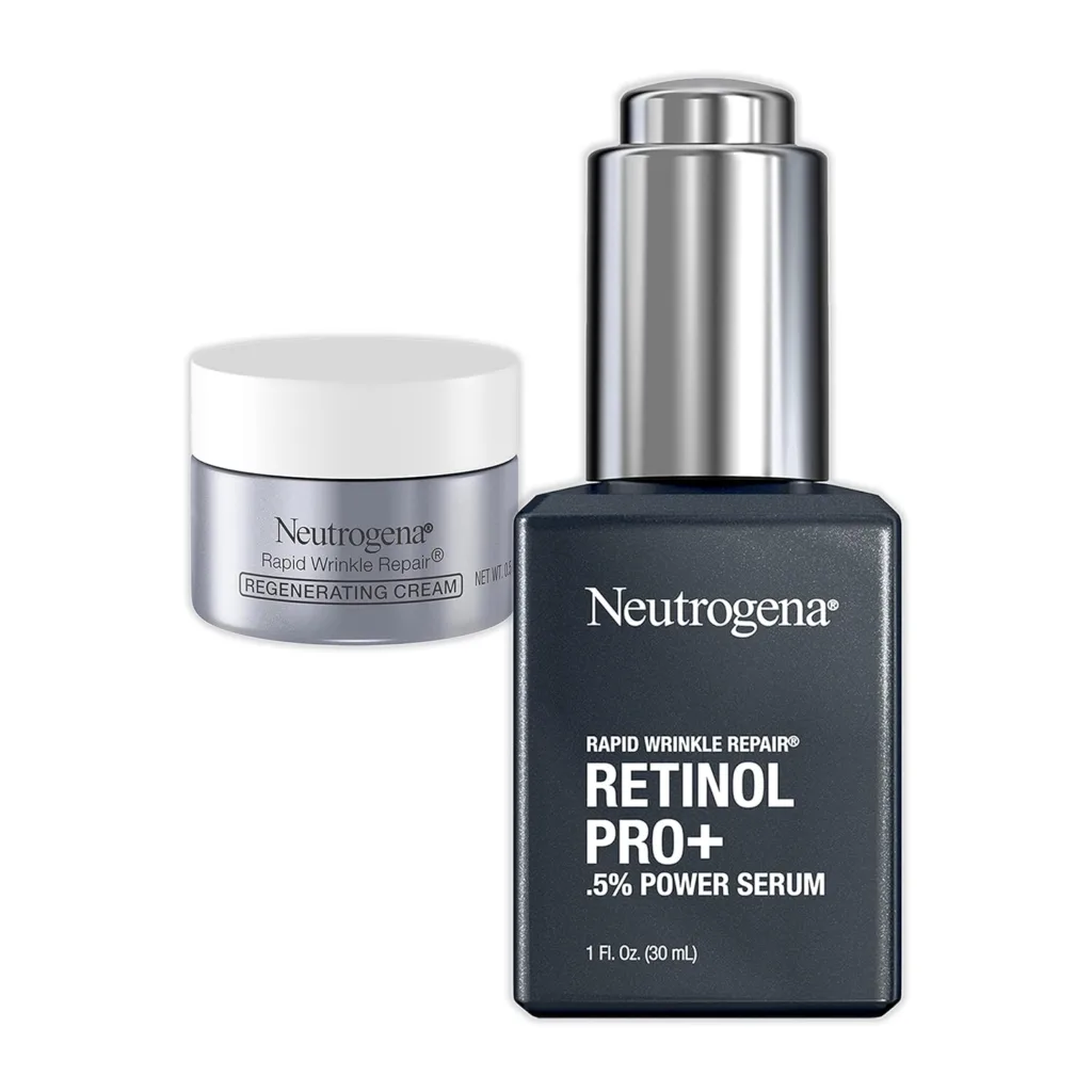 Neutrogena Anti-Aging Rapid Wrinkle Repair Retinol Regenerating Cream  Pro+, 0.5% Power Serum, Travel Size 1 Fl Oz, 0.5 Oz Mini, 1.5 Oz