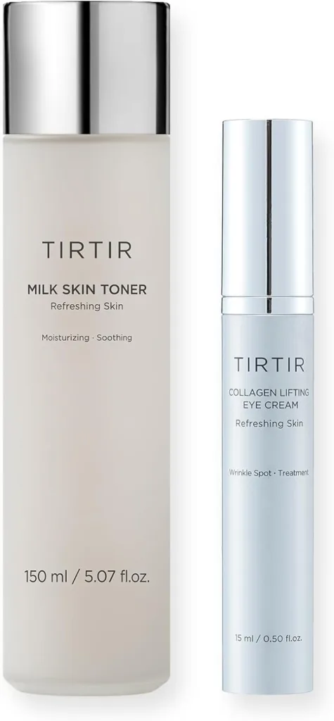 TIRTIR Moisture  Lifting Ritual - Milk Skin Toner + Collagen Lifting Eye Cream, Deep hydration for skin, Regeneration for eye area, Korean Skin Care