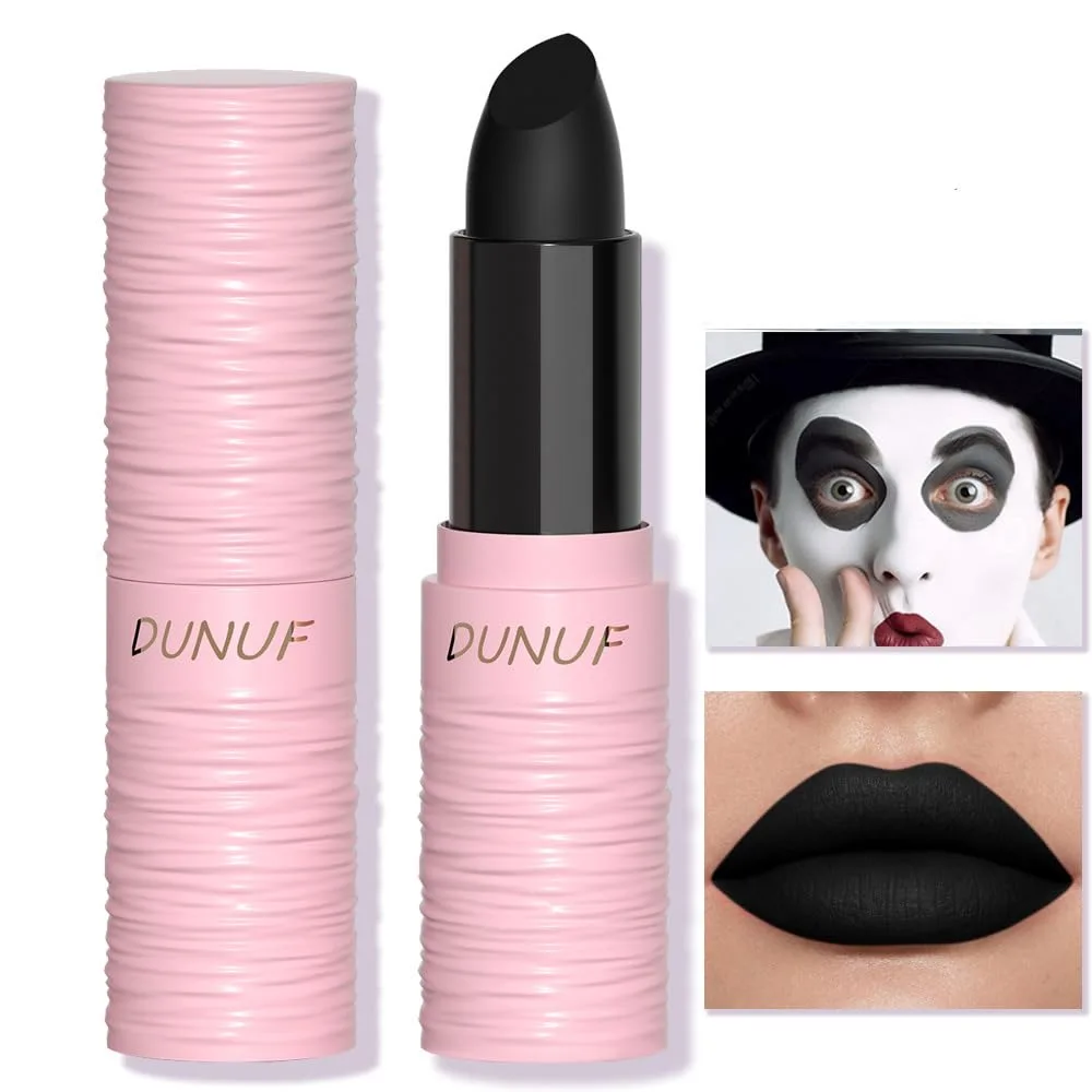 Yeweian Halloween Black Matte Lipstick, Black Lip Face Body Paint Stick, Cream Eye Black Stick for Baseball, Waterproof Long Lasting Lip Balm for Women, Goth Makeup Clown Makeup Sticks