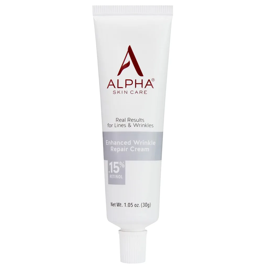 Alpha Skin Care Enhanced Wrinkle Repair Cream Anti-Aging Formula 0.15% Retinol Vitamin A, C  E Reduces the Appearance of Lines  Wrinkles |For All Skin Types 1.05 Oz,White