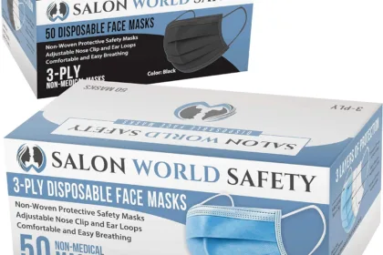 black vs blue comparing salon world safety face masks