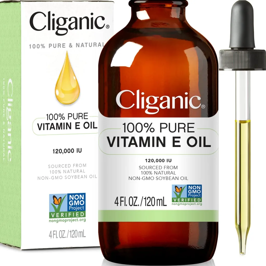 Cliganic 100% Pure Vitamin E Oil for Skin, Hair  Face - 30,000 IU, Non-GMO Verified | Natural D-Alpha Tocopherol