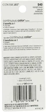 COVERGIRL Continuous Color Lipstick Midnight Mauve 540, .13 oz (packaging may vary)