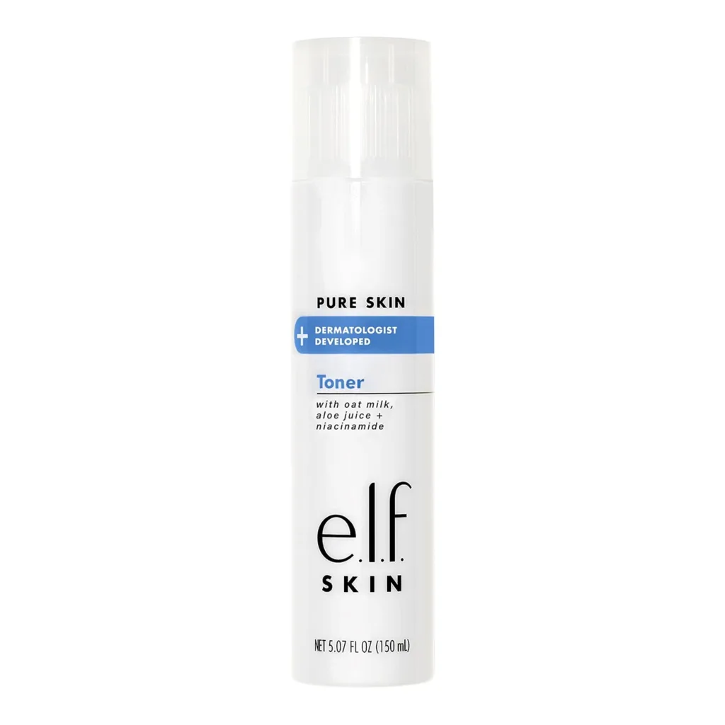 e.l.f. Pure Skin Toner, Gentle, Soothing  Exfoliating Daily Toner for A Smoother-Looking Complexion, Made with Oat Milk, Aloe Juice  Niacinamide, 5.07 oz