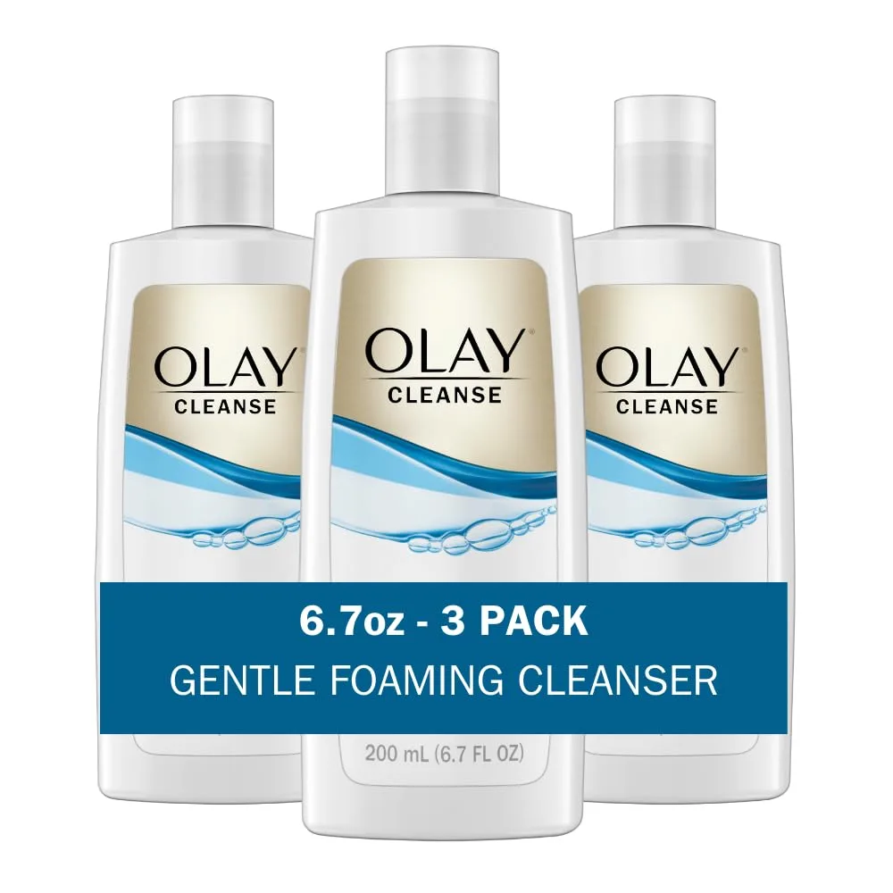 Olay Cleanse Gentle Foaming Face Cleanser for Sensitive Skin, Fragrance Free, 6.7 Fl Oz (Pack of 3)