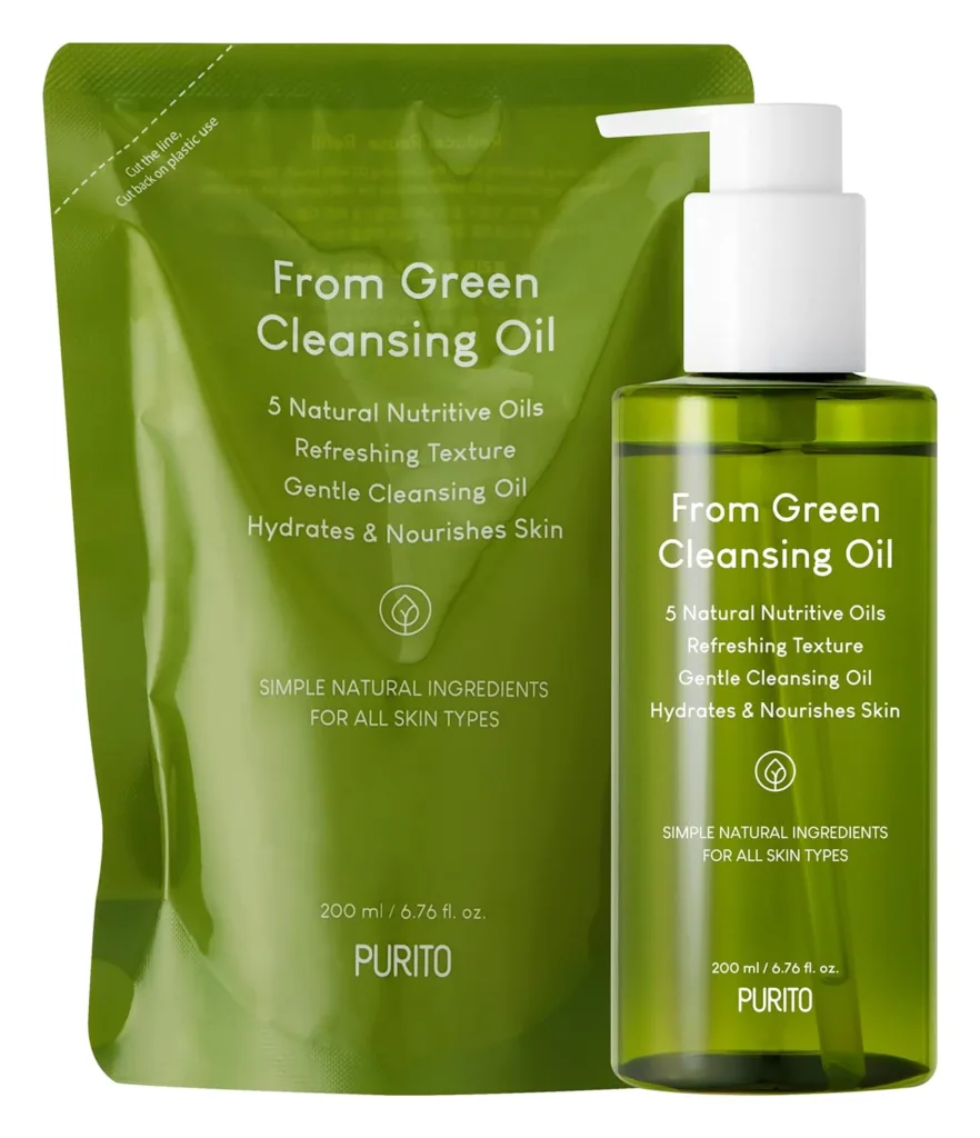 PURITO From Green Cleansing Oil Refill 6.76 fl.oz / 200ml Gentle Facial Cleanser, Cruelty-free  Vegan, Nature-derived Oils (Refill Set)