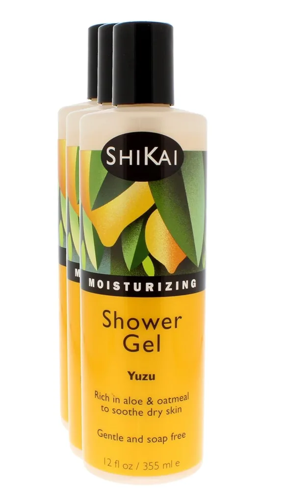 ShiKai Daily Moisturizing Shower Gel (Yuzu, 12oz, Pack of 3) | Gentle Formula | Aloe Vera  Oatmeal for Soft, Healthy Skin | Dry Skin Relief