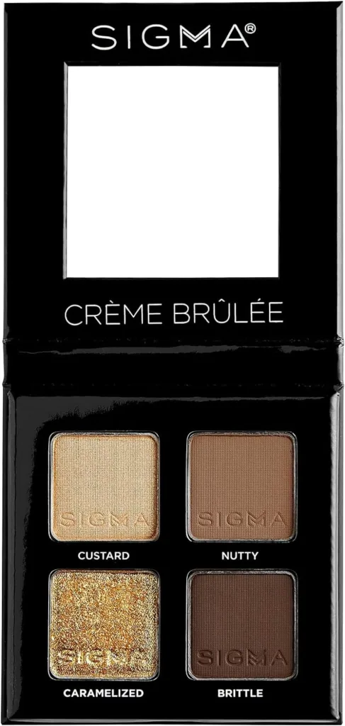 Sigma Beauty Quad Eyeshadow Palette – Makeup Eyeshadow Quad with a Buttery Soft Formula and Buildable, Blendable Shades for a Flawless Eye Look, Designed for All Day Wear (Crème Brûlée)