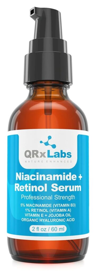 5% Niacinamide (Vitamin B3) + Retinol Serum - Ultimate Anti-Aging Wrinkle Reducing Treatment - Fights Acne Breakouts and Fades Blemishes  Spots - Reduces Pore Size  Tightens Skin - LARGE 2 oz bottle
