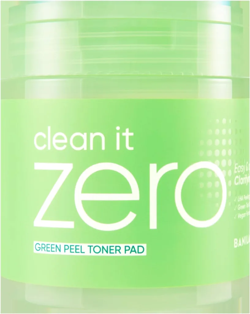 Banila Co Clean it Zero Green Peel Toner Pads with a vegan blend of LHA and Kale. (70 pre-soaked pads)
