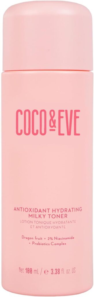 Coco  Eve Antioxidant Hydrating Milky Toner. Gentle Face Toner to Boost Hydration, Radiance, Support Skin Barrier. Antioxidants, Hyaluronic Acid, Niacinamide  Probiotics. (3.38 floz)