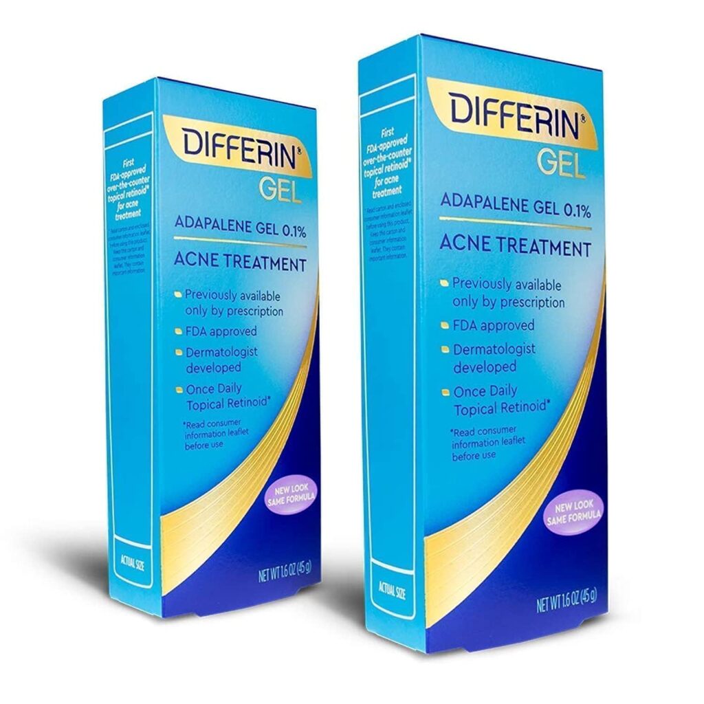 Differin Adapalene Gel 0.1% Acne Treatment, 45 gram, 180-day supply, 1.6 Ounce (Pack of 2)