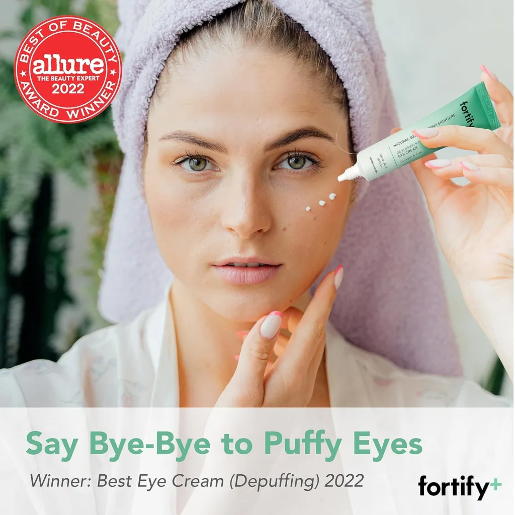 Fortify Natural Skincare - Eye Cream - De-Puffing + Protecting | Helps Protect, Hydrate,  Refresh | Clean Beauty | Made in Korea - 30ML