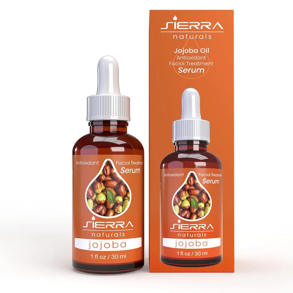 Sierra Naturals Jojoba Jajoba Oil, 100% Jojoba Oil for Face, Facial Oil, Benefits for Anti-Oxidant Facial Serum Hydrating with Vitamin E Oil, 1 oz