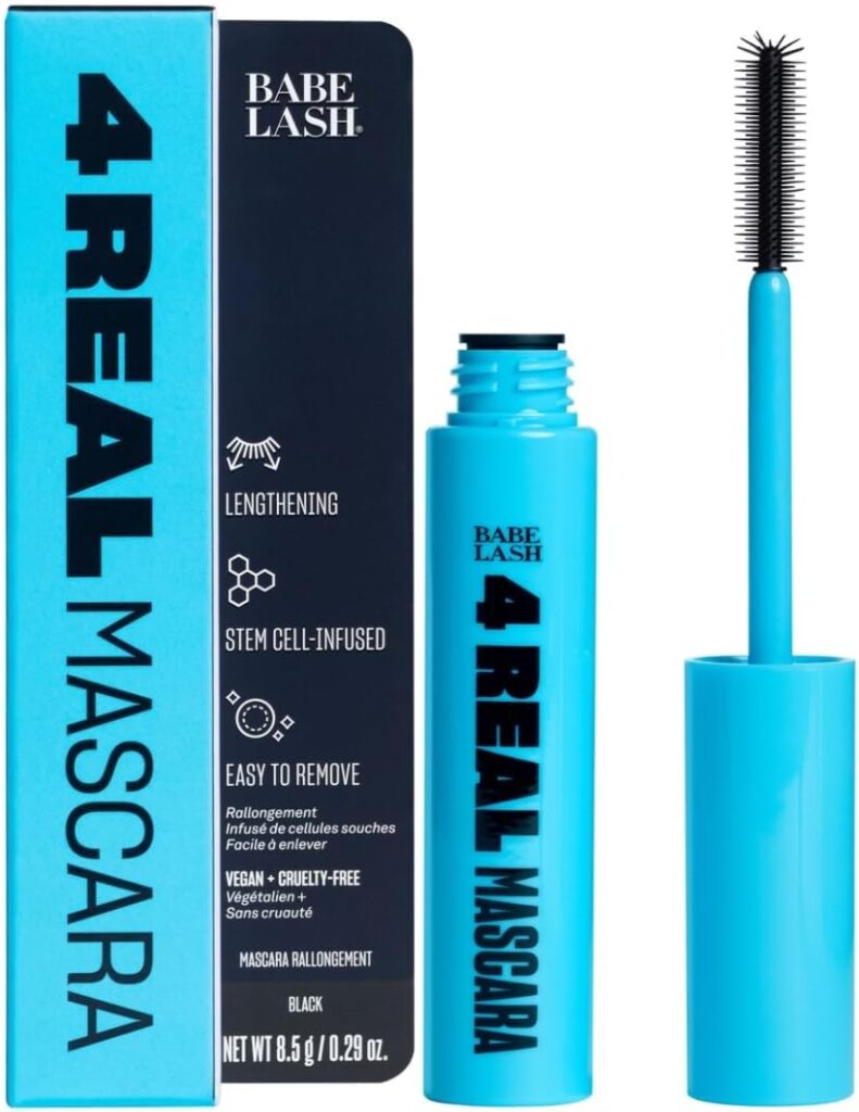 Babe Original 4 Real Mascara Black for Volume, Length, and Lift in Eyelashes, Defined  Flutterly Look, Vegan  Cruelty-Free, 8.5g