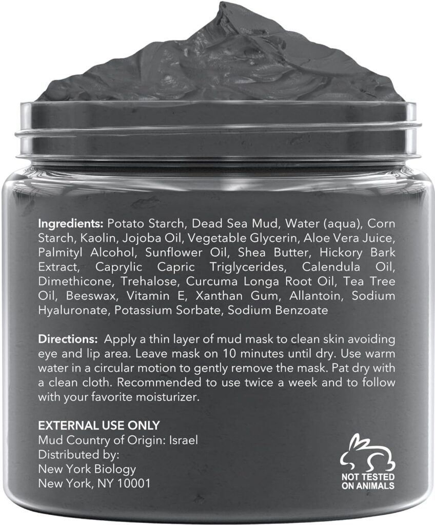New York Biology Dead Sea Mud Mask for Face and Body - Spa Quality Pore Reducer for Acne, Blackheads  Oily Skin, Natural Skincare for Women, Men - Tightens Skin for A Healthier Complexion - 8.8 oz