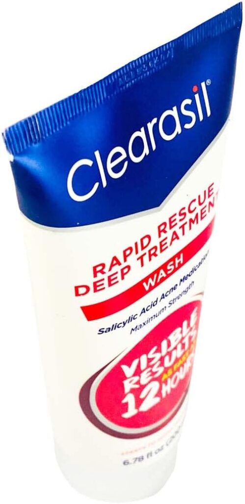Clearasil Rapid Rescue Deep Treatment Acne Face Wash, Maximum Strenght with 2% Salicylic Acid Acne Medication, Acne Facial Cleanser, 6.78 fl oz