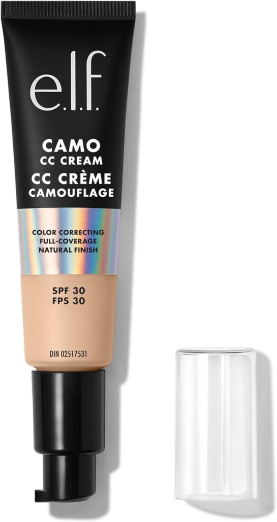 e.l.f. Hydrating Camo CC Cream, Color-Correcting Full Coverage Foundation With SPF 30, Creates A Natural Finish, Vegan  Cruelty-Free, Fair 120 N, 1.05 Oz