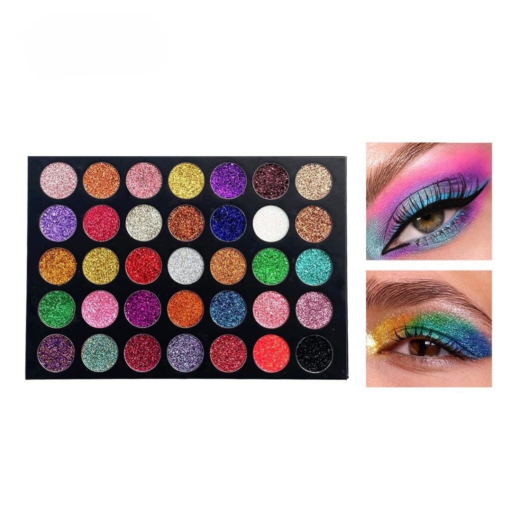 Waterproof 35 Color Glitter Eyeshadow Palette Mineral Ultra Shimmer Colorful Sparkle Eye Shadow Suite Long Lasting Glitter Professional Eye Makeup Cream Set Gift for Women